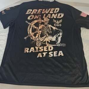 US Navy Shirt Mens Large Performance Poly Brewed On Land Raised At Sea XXXL